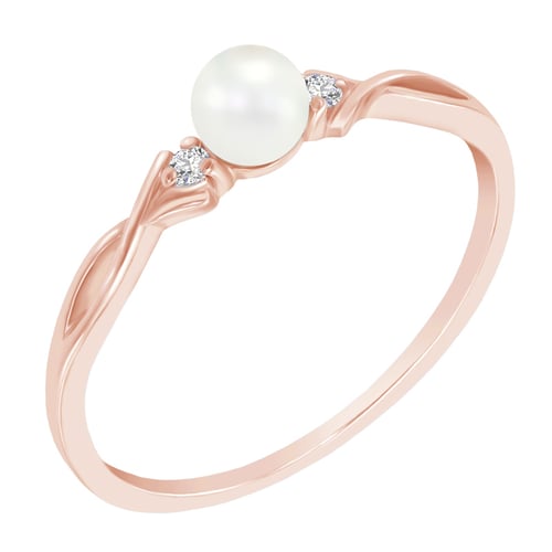 Elegantní zlatý prsten s perlou a diamanty Azana