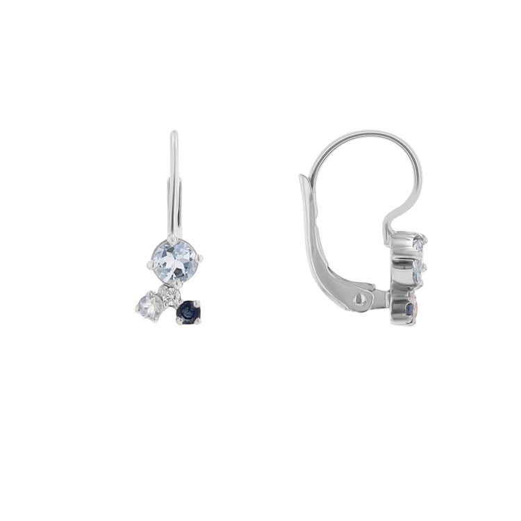 Visací cluster náušnice s akvamarínem, safírem, měsíčním kamenem a diamantem Kerrie 110718