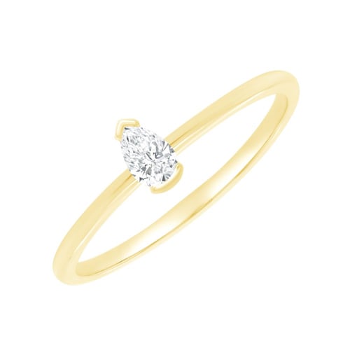 Minimalistický prsten ze stříbra s lab-grown pear diamantem Valentin