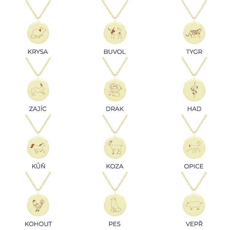 Personalizovaný náhrdelník Čínské znamení zvěrokruhu 135021