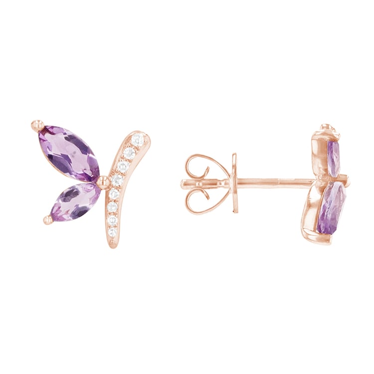 náušnice s ametysty a diamanty 87476