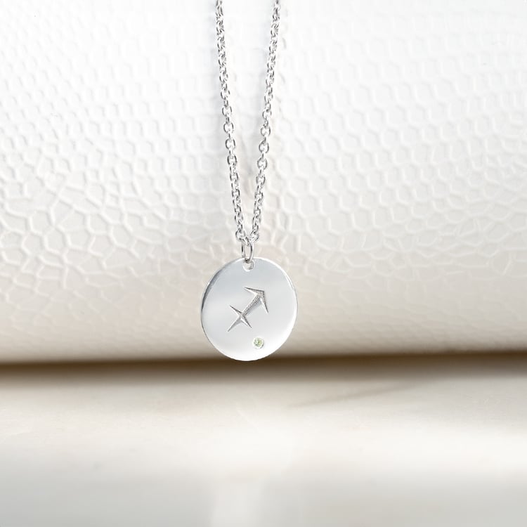 Zlatý přívěsek se znamením a olivínem Střelec 133845