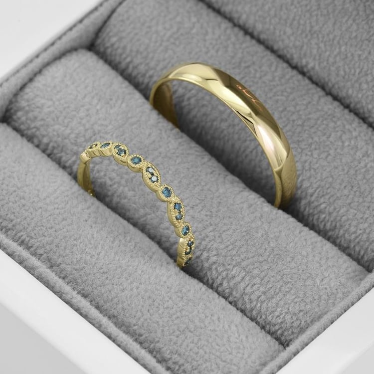 Prsten s modrými diamanty 46580