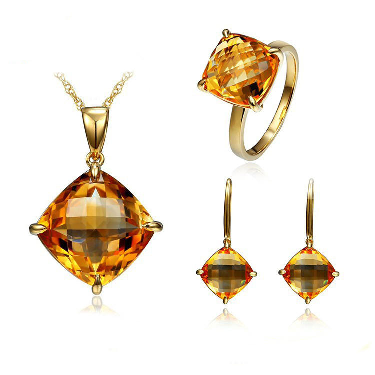 Citrínová souprava z 18k žlutého zlata