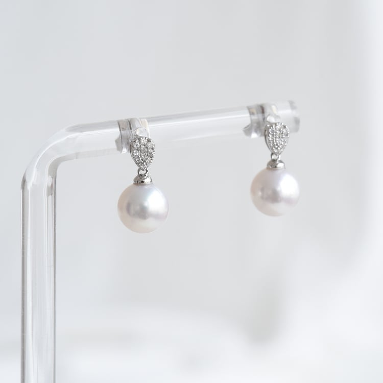 Zlaté perlové náušnice s diamanty 86817