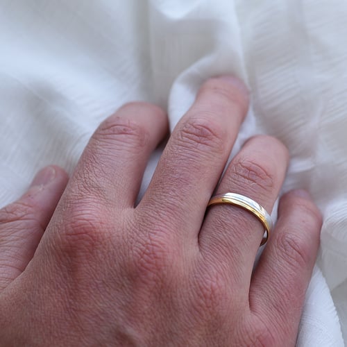 Zlaté dvoubarevné snubní prsteny s diamantem Harbin