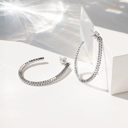 Zlaté flexi půlkruhové náušnice s lab-grown diamanty Streep