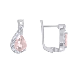 Stříbrné náušnice s morganity a zirkony Rina