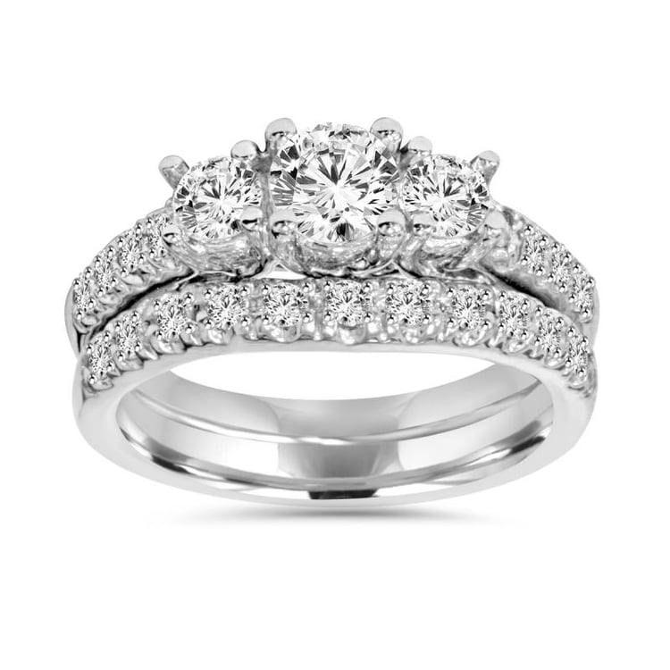 Set prstenů se třemi výraznými diamanty Alayna