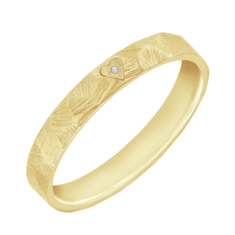 Tepané a škrábané snubní prsteny se srdcem a diamantem Ernie 106306