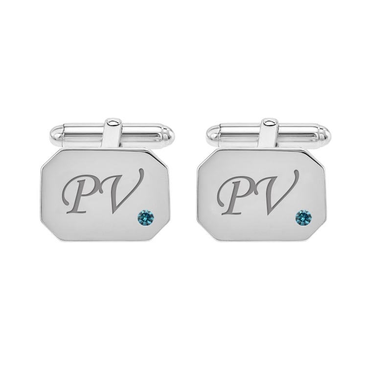 Stříbrné manžetové knoflíčky s modrými diamanty 69792