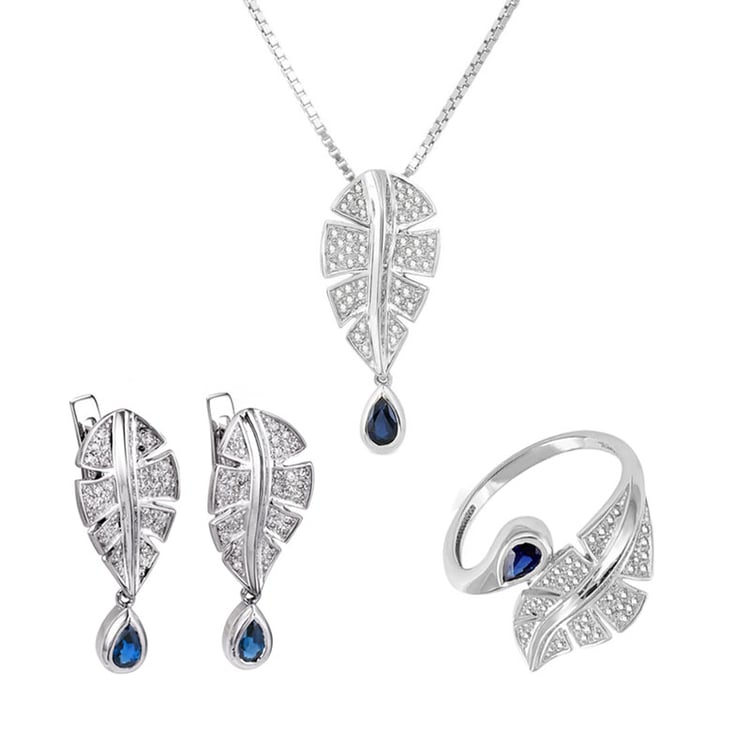 Stříbrná kolekce se safíry a zirkony