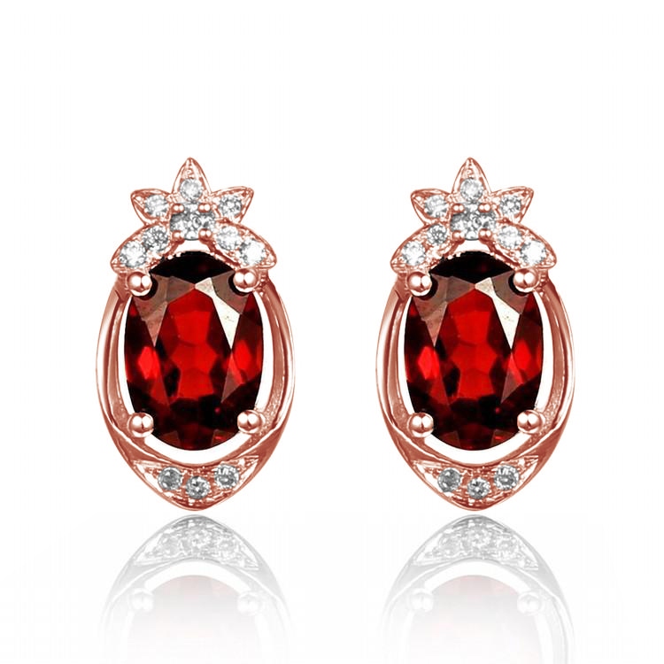 Granátové náušnice z růžového zlata 79633