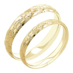 Snubní prsteny s ruční rytinou mraků Clouds