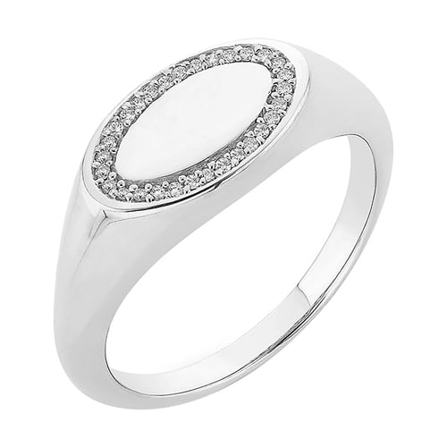 Zlatý oválný pečetní prsten s diamanty Vilme