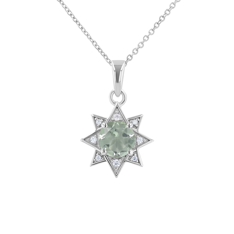 Stříbrný přívěsek s ametystem a zirkony ve tvaru hvězdy Bohemia