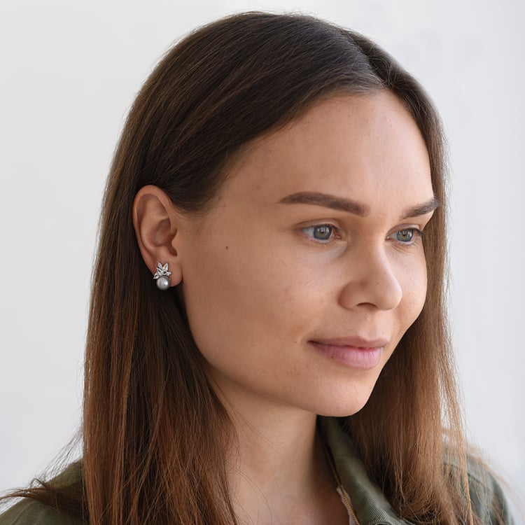 Stříbrné náušnice s perlami 61337