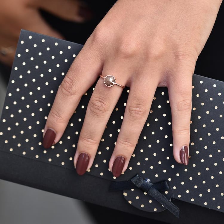 Zlatý prsten s round champagne diamantem 34319