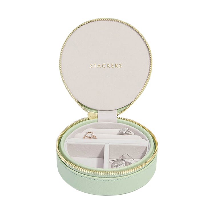 Zelené kulaté pouzdro na šperky