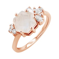 Jedinečný prsten s měsíčním kamenem a moissanity Anita