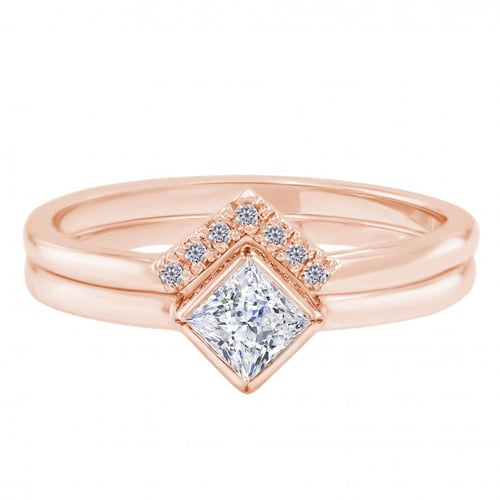 Zlatý zásnubní set prstenů s princess diamantem Ralyh