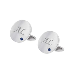 Zlaté manžetové knoflíčky s gravírem a safíry Hades