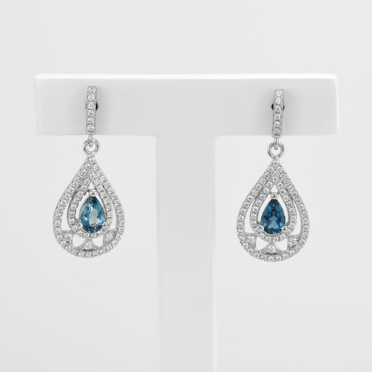 Visací náušnice s topazy a zirkony 51529