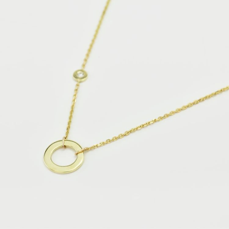 Stříbrný kruhový náhrdelník s diamantem Emelda 103780