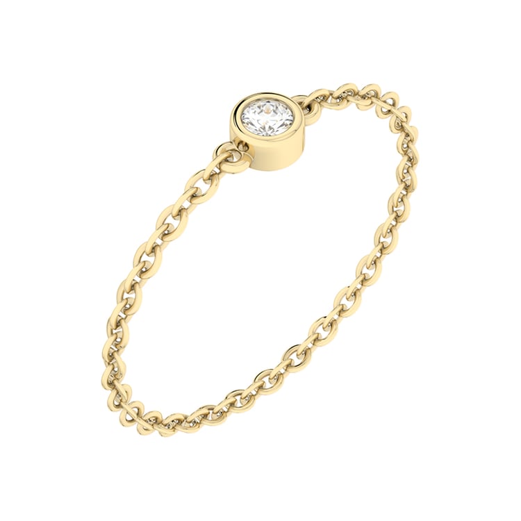 Minimalistický řetízkový prsten s diamantem ze žlutého zlata 91713