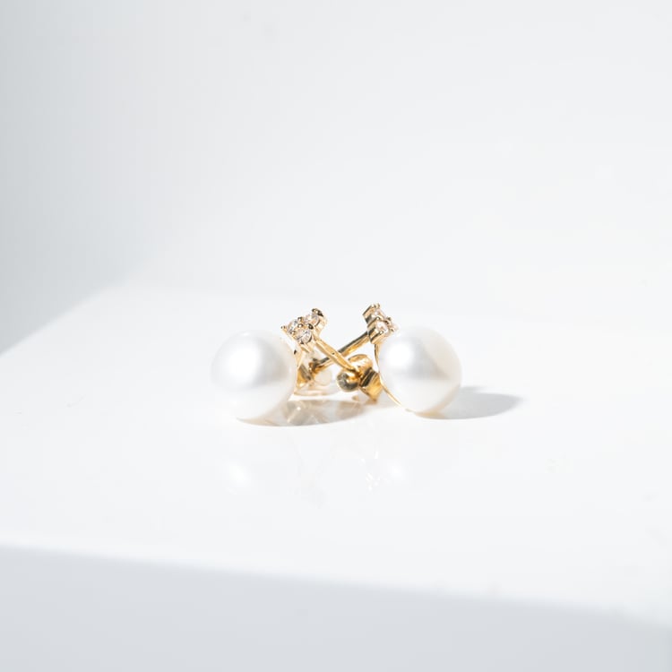 Zlaté perlové náušnice se zirkony Cleta 130661