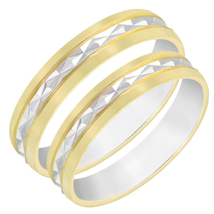 Zdobené dvoubarevné snubní prsteny ze zlata Sofiane