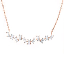 Moderní zlatý náhrdelník s baguette přírodními diamanty Parvati