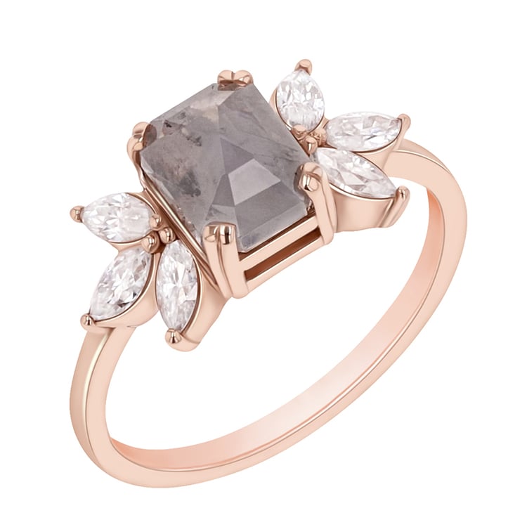 Prsten se salt and pepper diamantem a marquise moissanity 90810