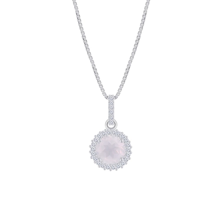 Stříbrný náhrdelník s růžovým quartzem Addie