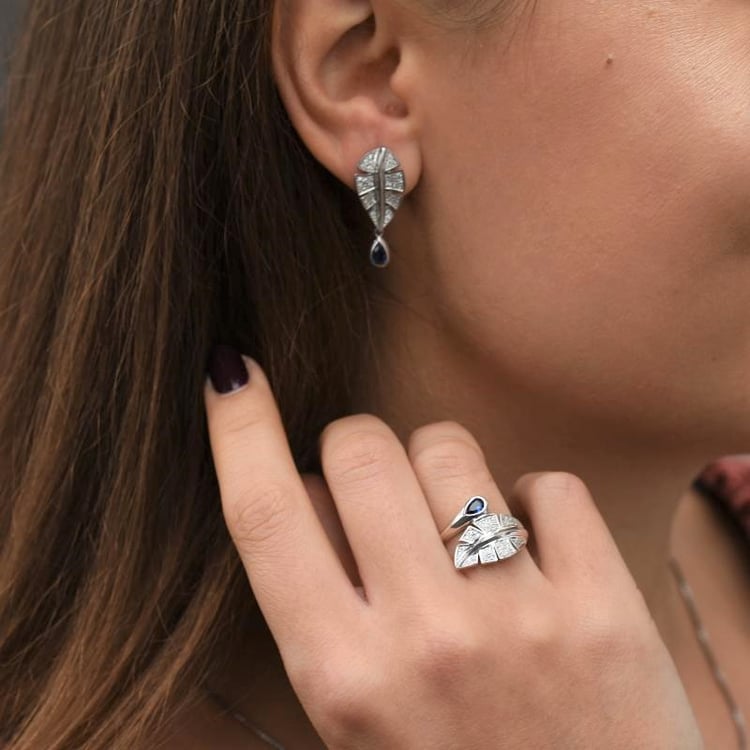 Stříbrné šperky se safíry a zirkony 106624