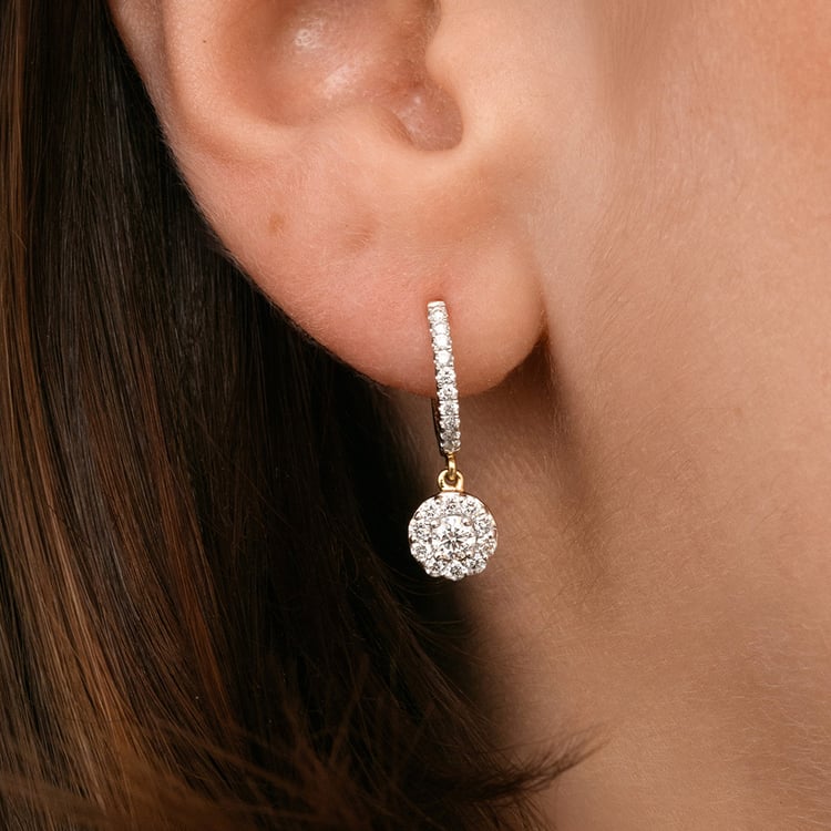 Zlaté kruhové náušnice s přírodními diamanty 158744