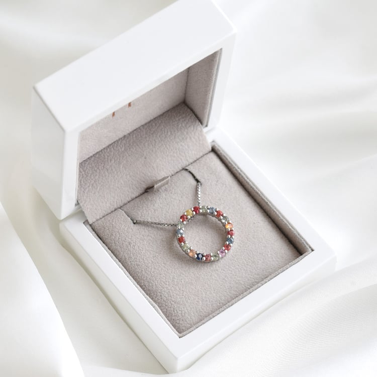 Přívěsek s různobarevnými safíry ze stříbra 79156