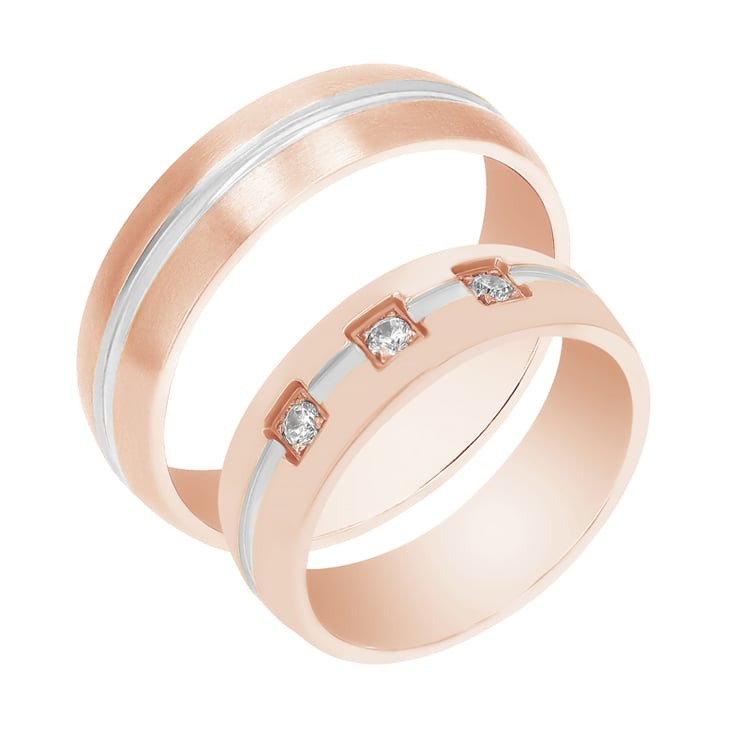 Zlaté snubní prsteny s diamanty Tesel 105516