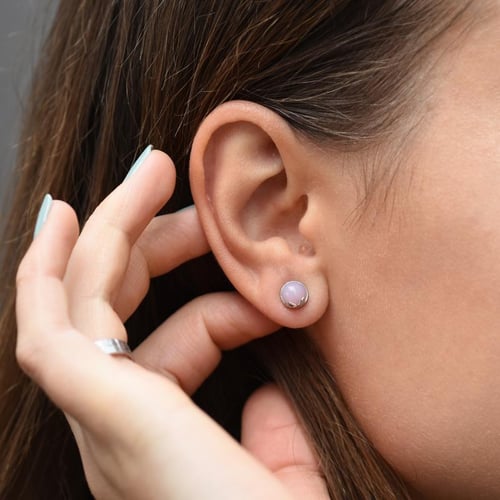 Zlaté náušnice s cabochon růžovými opály Erica
