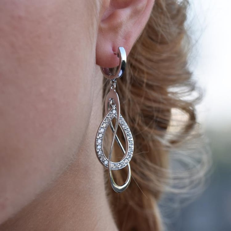 Stříbrné visací náušnice 13058