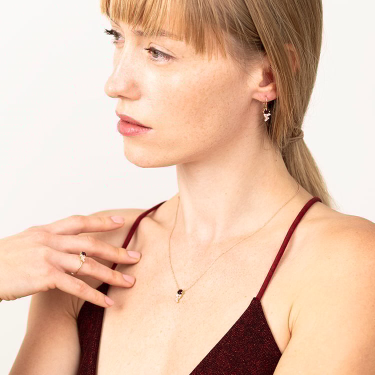 Cluster náušnice s českými granáty, morganity a moissanity Olga 146890