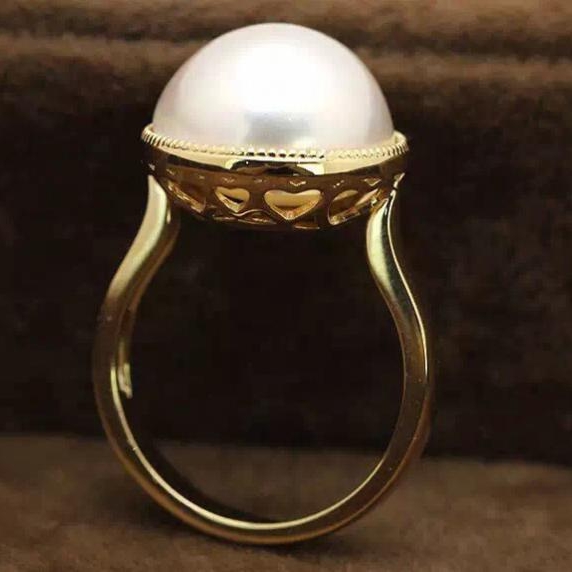 Prsten ze žlutého zlata s perlou 13185