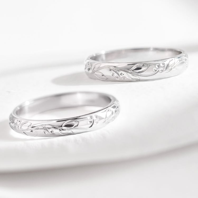 Platinové snubní prsteny s květinovým motivem Montros 157882