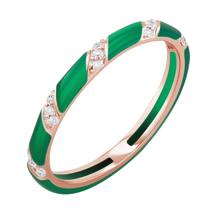 Zelený keramický prsten s diamanty Astair 128732
