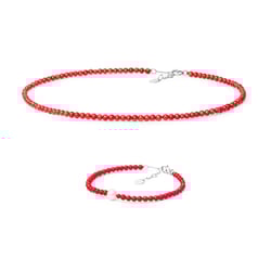 Korálová stříbrná kolekce šperků s perlou Anam