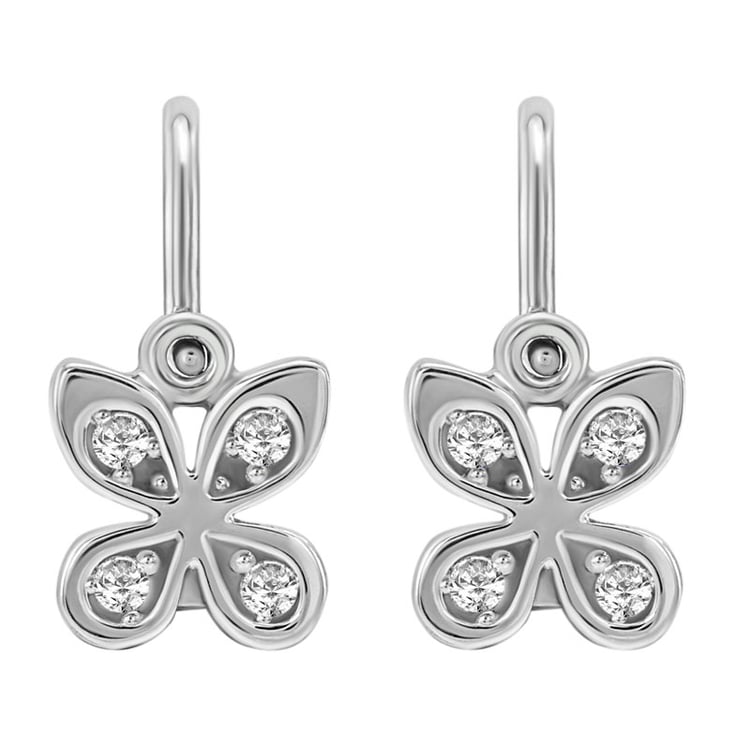 Zlaté náušnice ve tvaru motýlka s diamanty 145076