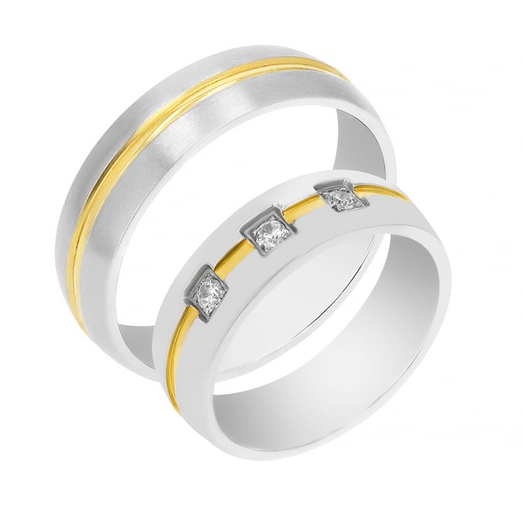 Zlaté snubní prsteny s diamanty Tesel