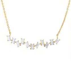 Moderní zlatý náhrdelník s baguette přírodními diamanty Parvati