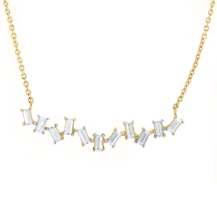 Moderní zlatý náhrdelník s baguette přírodními diamanty Parvati 164974
