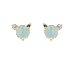 Náušnice s akvamarínem, měsíčním kamenem a modrým diamantem Turgay